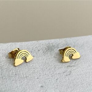 Dainty Gold Rainbow Arch Stud Earrings